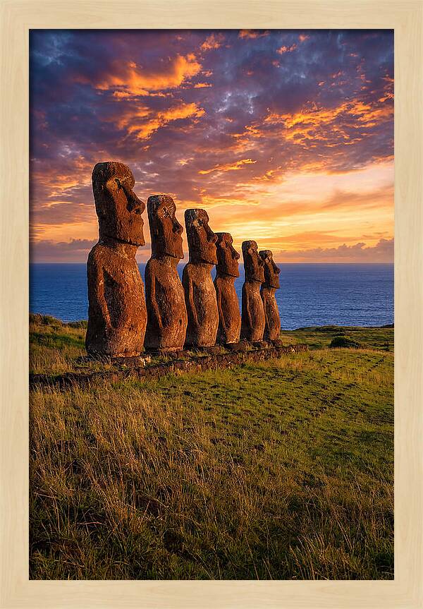 Ahu Akivi Moai At Sunset