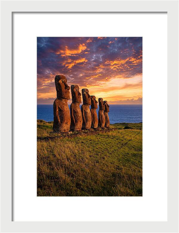 Ahu Akivi Moai At Sunset