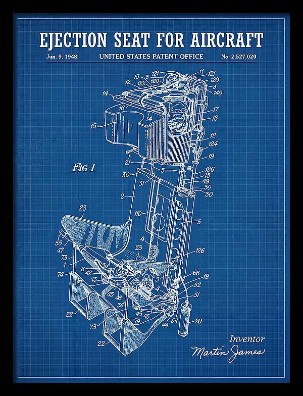Aircraft Ejection Seat Blueprint Patent Us2527020