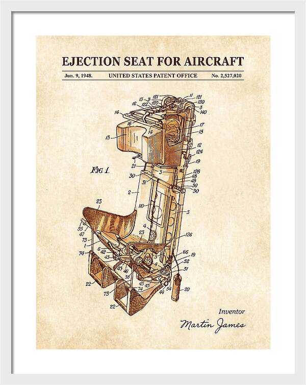 Aircraft Ejection Seat Watercolor Patent Us2527020
