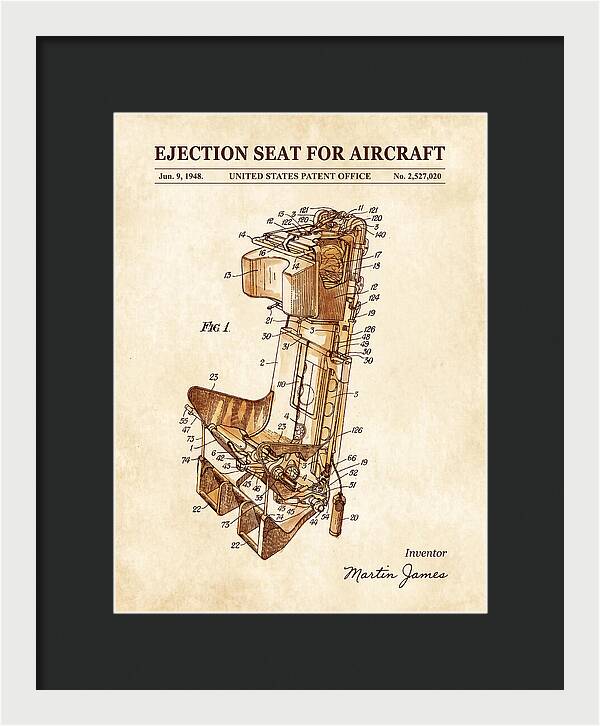 Aircraft Ejection Seat Watercolor Patent Us2527020