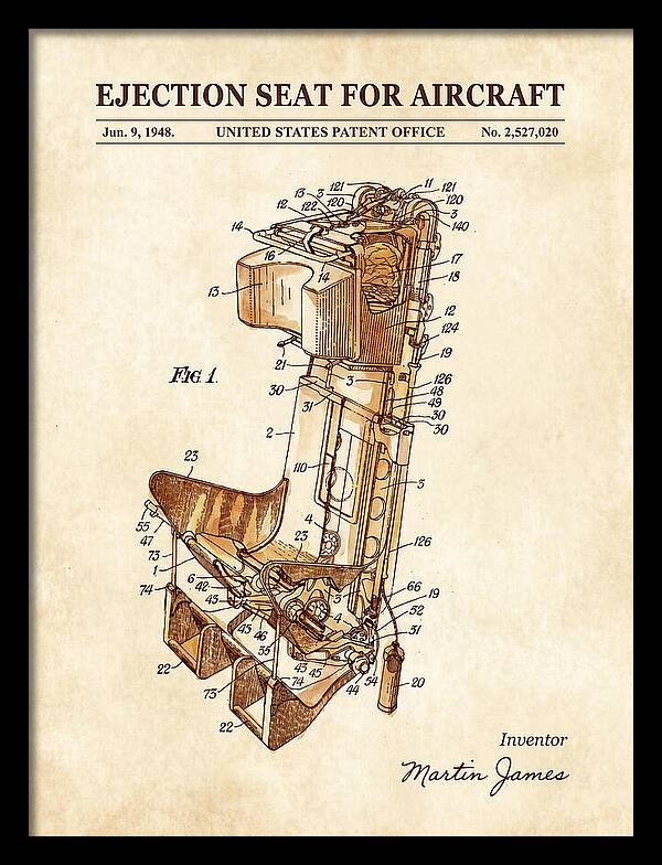 Aircraft Ejection Seat Watercolor Patent Us2527020
