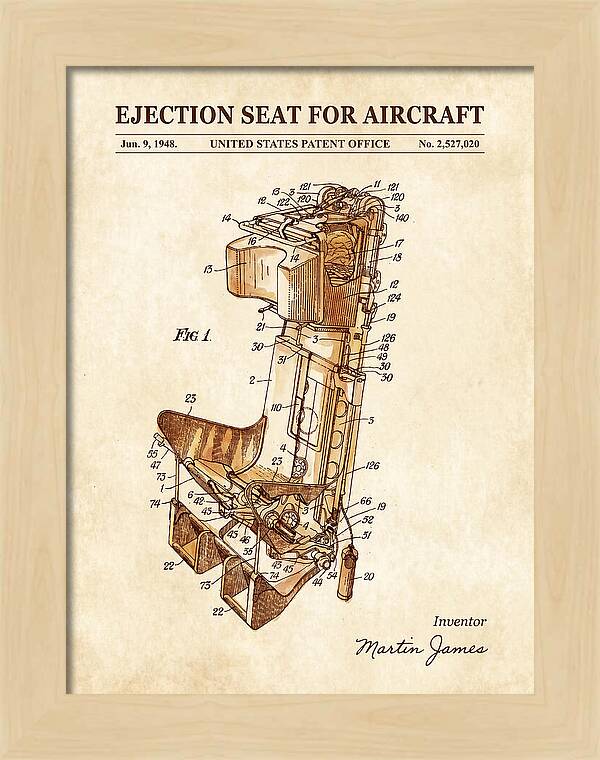 Aircraft Ejection Seat Watercolor Patent Us2527020