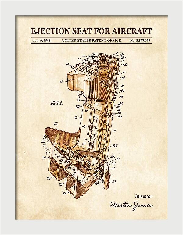 Aircraft Ejection Seat Watercolor Patent Us2527020