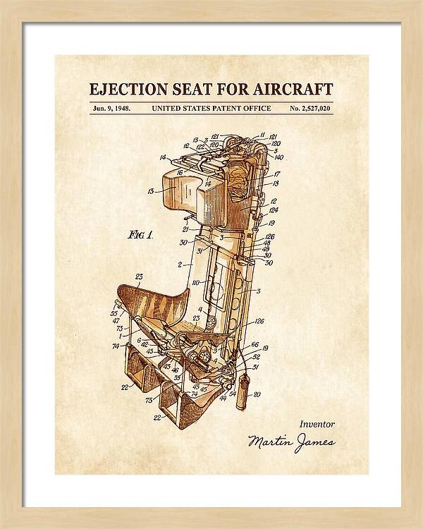 Aircraft Ejection Seat Watercolor Patent Us2527020