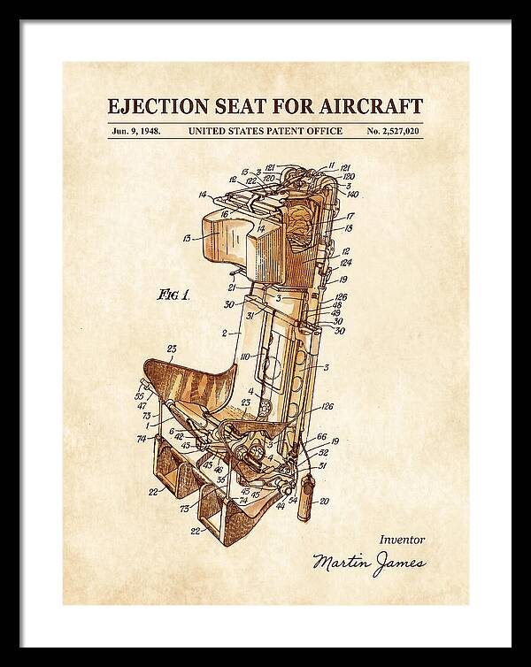 Aircraft Ejection Seat Watercolor Patent Us2527020