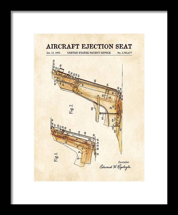 Aircraft Ejection Seat Watercolor Patent Us2702677