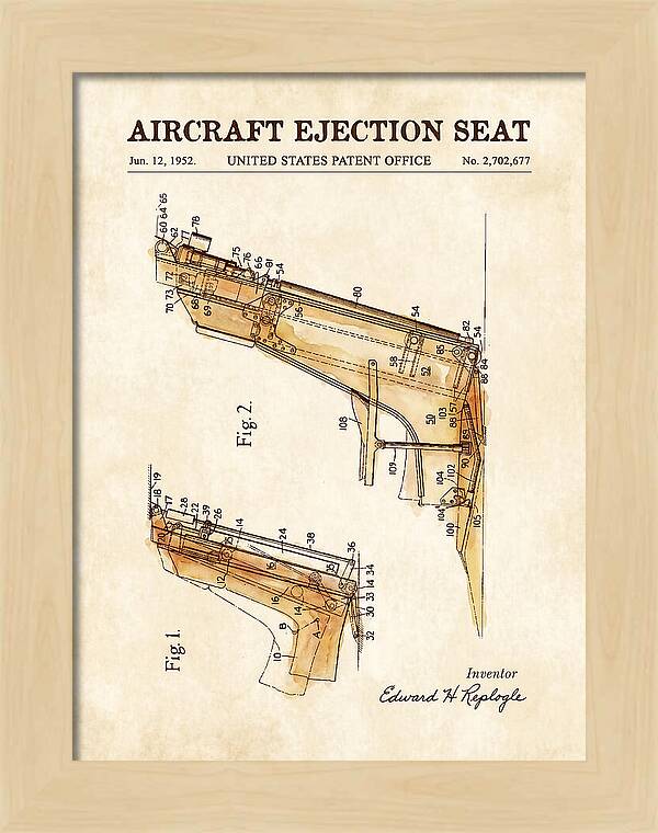 Aircraft Ejection Seat Watercolor Patent Us2702677