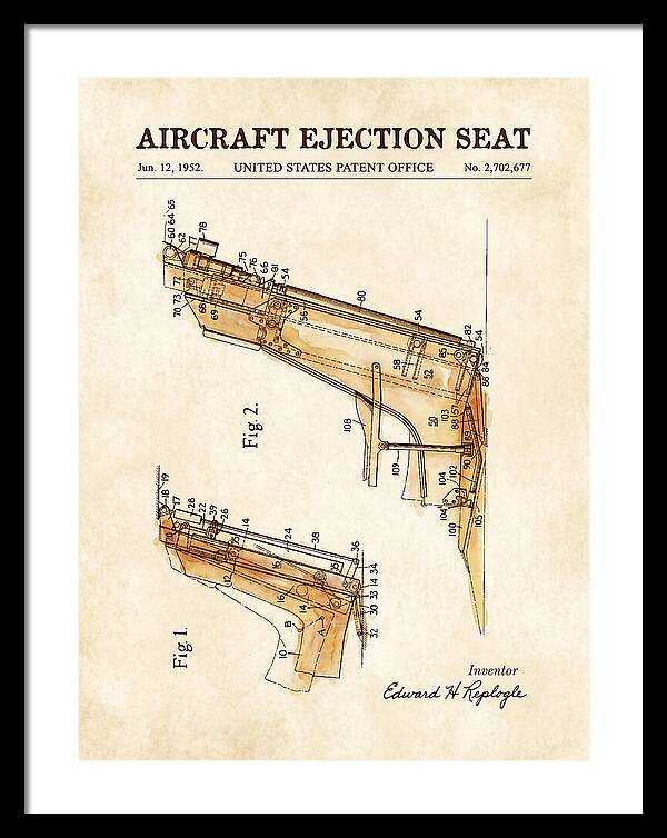 Aircraft Ejection Seat Watercolor Patent Us2702677