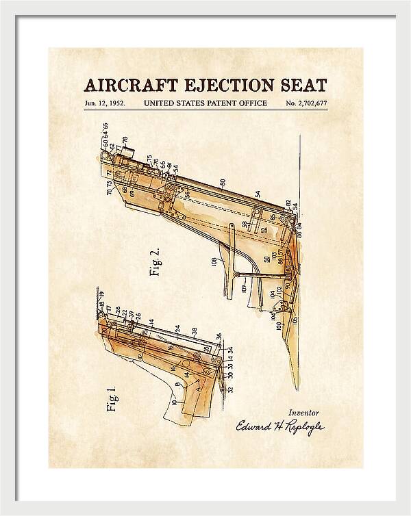 Aircraft Ejection Seat Watercolor Patent Us2702677