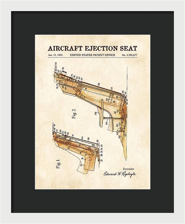 Aircraft Ejection Seat Watercolor Patent Us2702677
