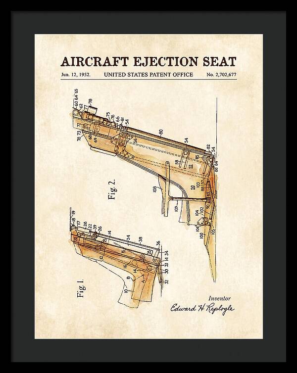 Aircraft Ejection Seat Watercolor Patent Us2702677