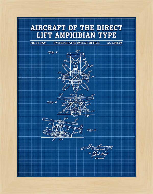Aircraft Of The Direct Lift Amphibian Type Blueprint Patent Us1848389