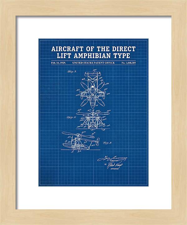 Aircraft Of The Direct Lift Amphibian Type Blueprint Patent Us1848389
