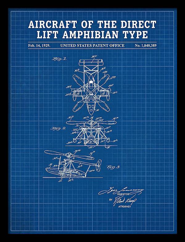 Aircraft Of The Direct Lift Amphibian Type Blueprint Patent Us1848389