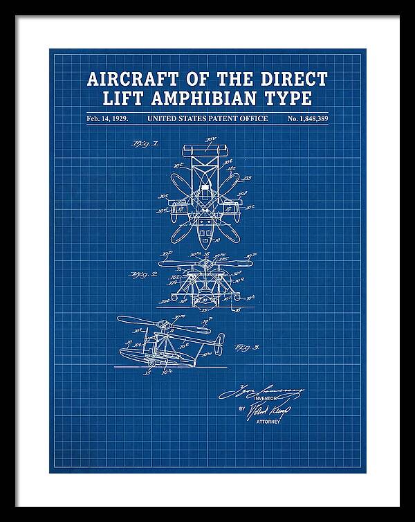 Aircraft Of The Direct Lift Amphibian Type Blueprint Patent Us1848389