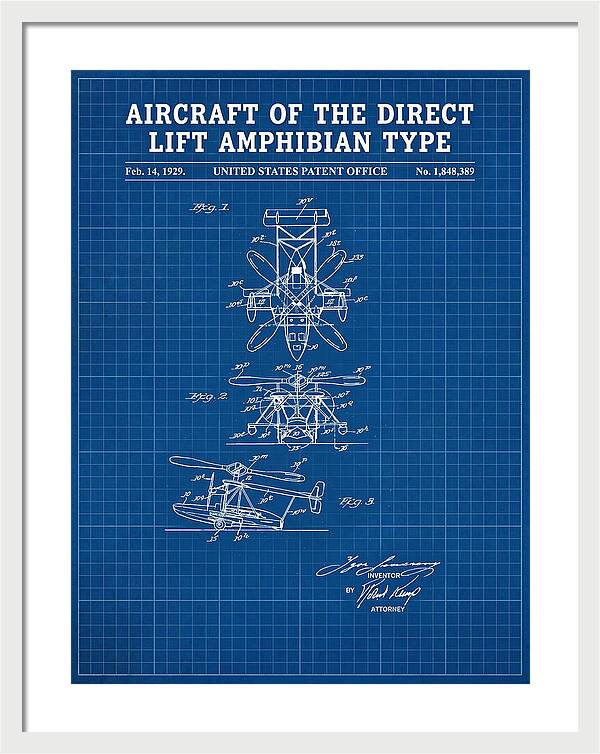 Aircraft Of The Direct Lift Amphibian Type Blueprint Patent Us1848389