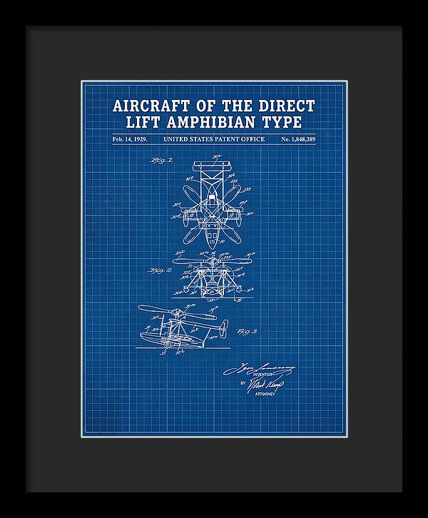 Aircraft Of The Direct Lift Amphibian Type Blueprint Patent Us1848389