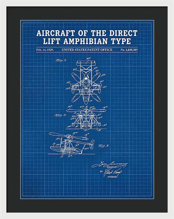Aircraft Of The Direct Lift Amphibian Type Blueprint Patent Us1848389