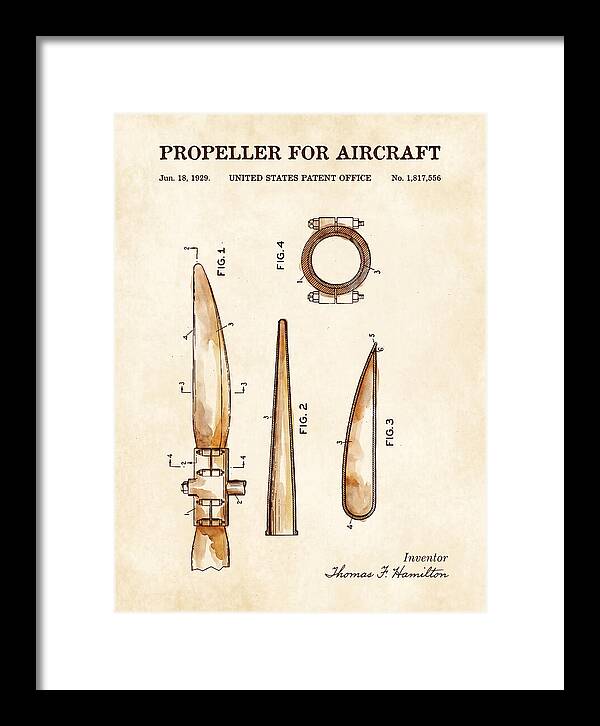 Aircraft Propeller Blade Watercolor Patent Us1817556