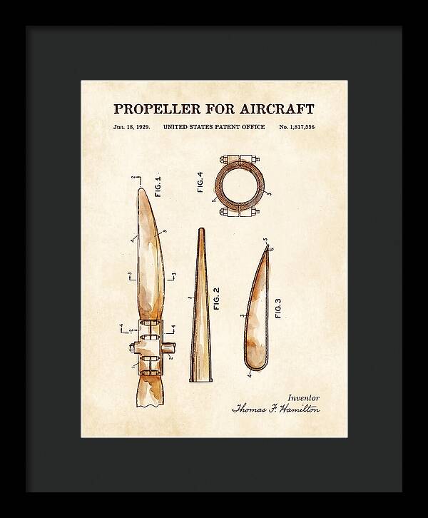 Aircraft Propeller Blade Watercolor Patent Us1817556