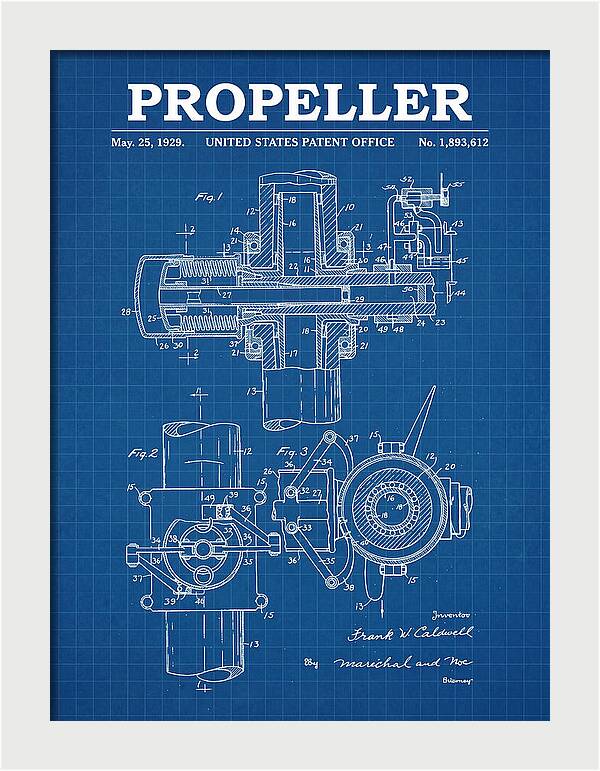 Aircraft Propeller Hub Mechanism Blueprint Patent Us1893612