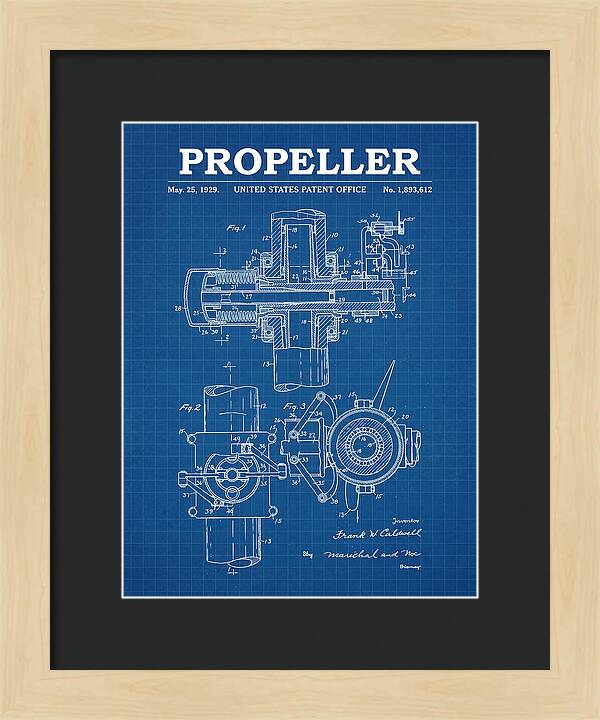 Aircraft Propeller Hub Mechanism Blueprint Patent Us1893612