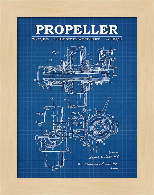 Aircraft Propeller Hub Mechanism Blueprint Patent Us1893612