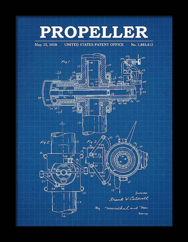 Aircraft Propeller Hub Mechanism Blueprint Patent Us1893612