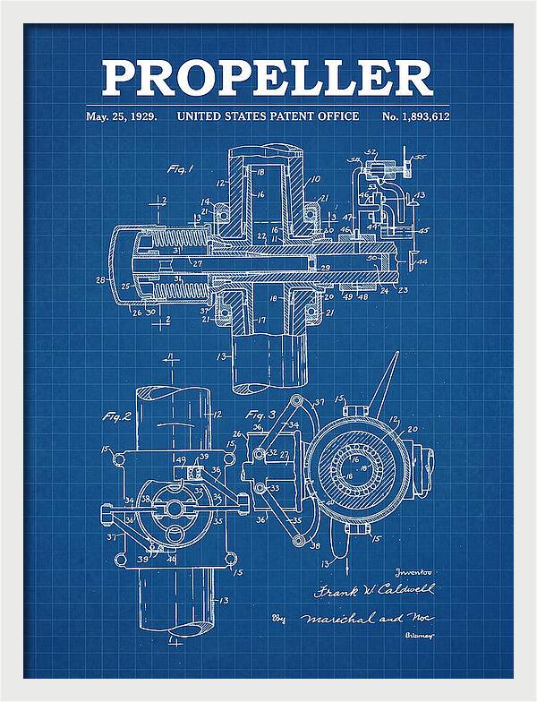 Aircraft Propeller Hub Mechanism Blueprint Patent Us1893612