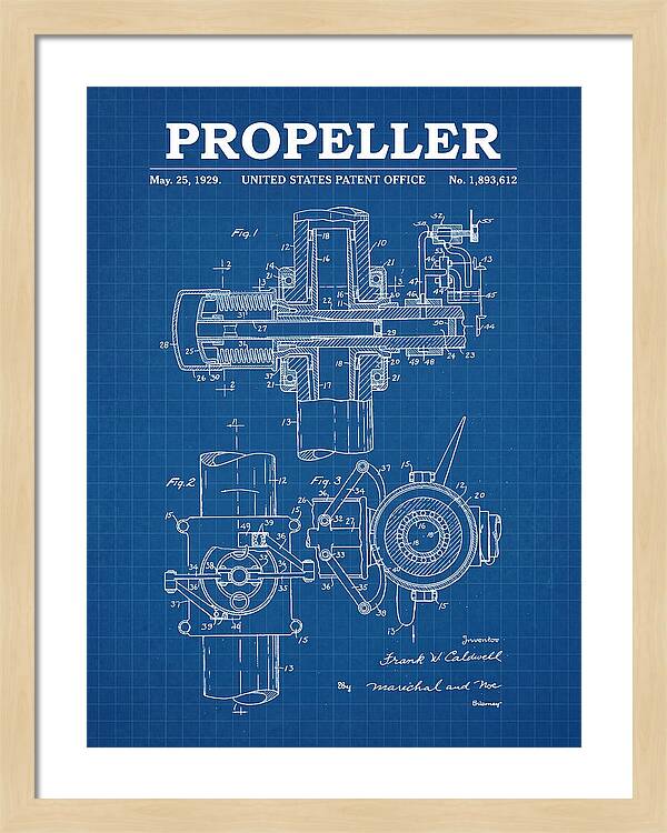 Aircraft Propeller Hub Mechanism Blueprint Patent Us1893612