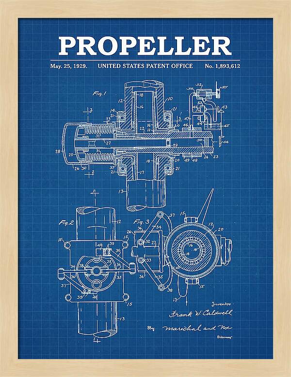 Aircraft Propeller Hub Mechanism Blueprint Patent Us1893612