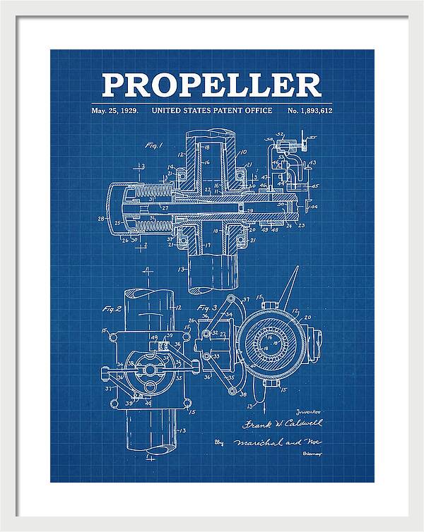 Aircraft Propeller Hub Mechanism Blueprint Patent Us1893612
