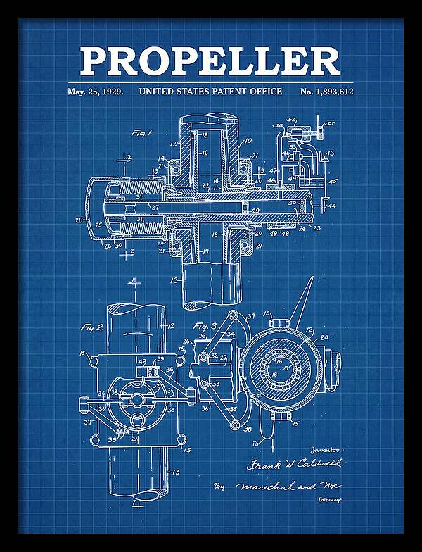 Aircraft Propeller Hub Mechanism Blueprint Patent Us1893612