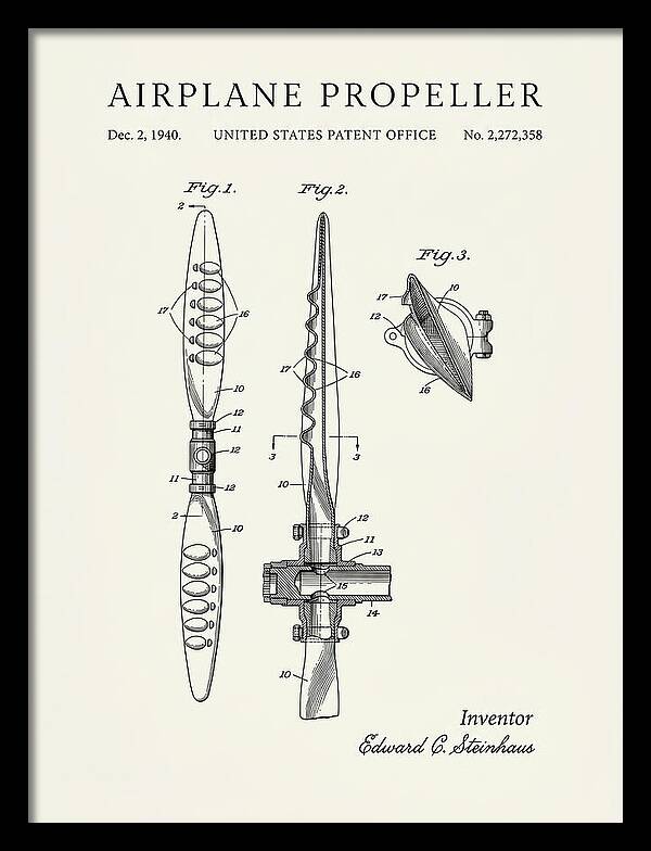 Airplane Propeller Minimalist Patent Us2272358