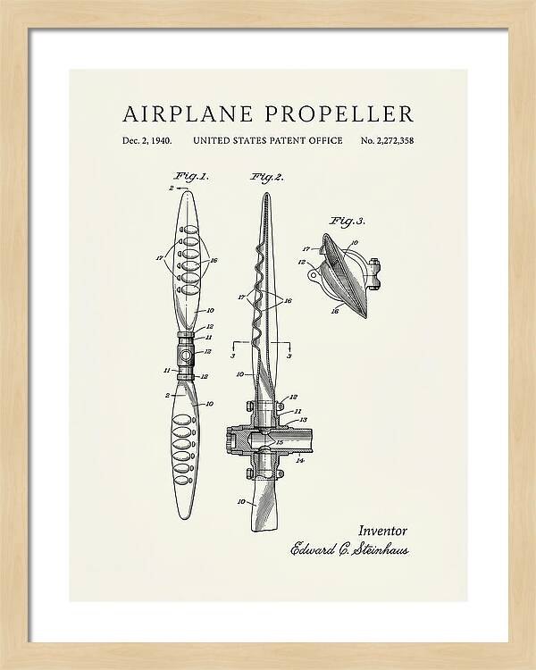 Airplane Propeller Minimalist Patent Us2272358