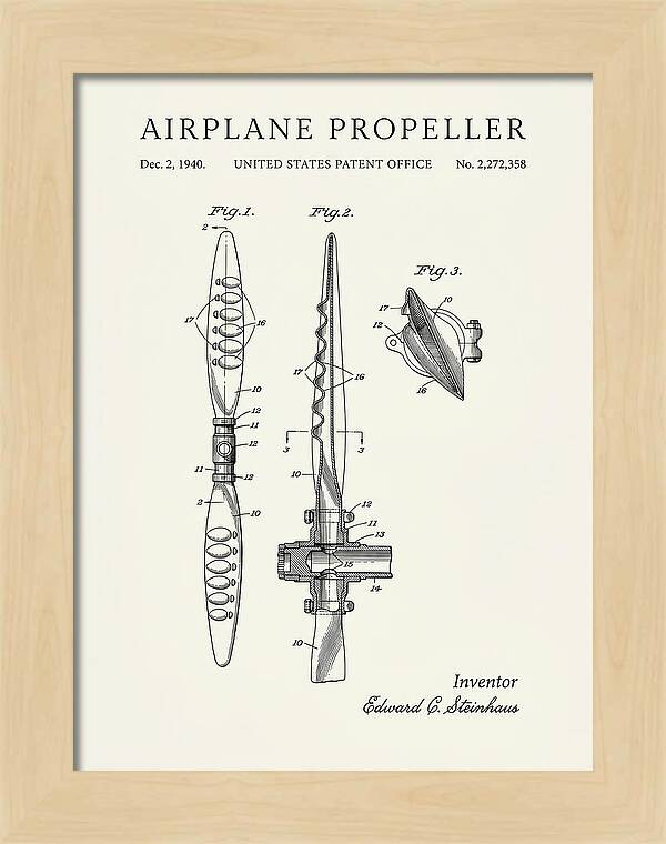 Airplane Propeller Minimalist Patent Us2272358