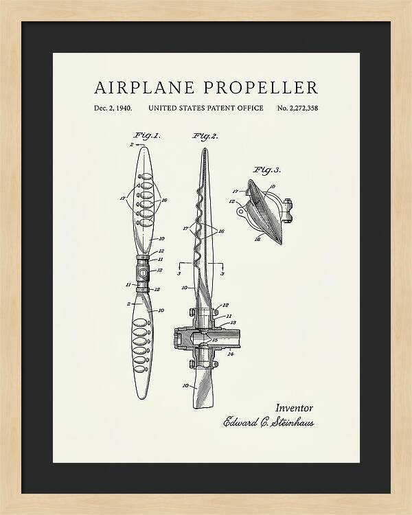 Airplane Propeller Minimalist Patent Us2272358