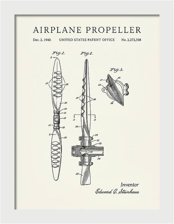 Airplane Propeller Minimalist Patent Us2272358