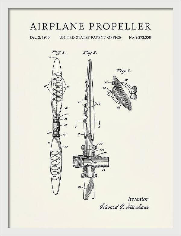 Airplane Propeller Minimalist Patent Us2272358