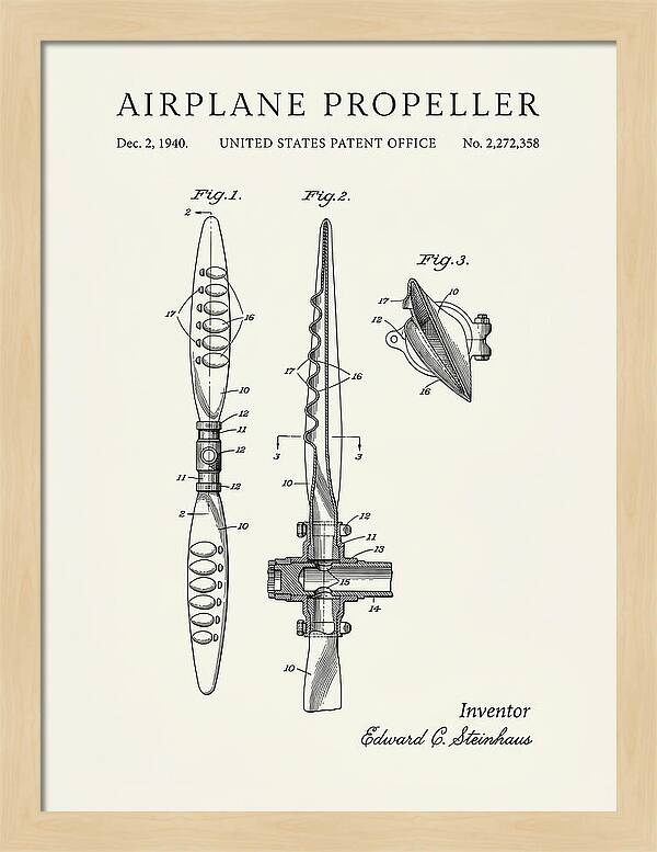 Airplane Propeller Minimalist Patent Us2272358