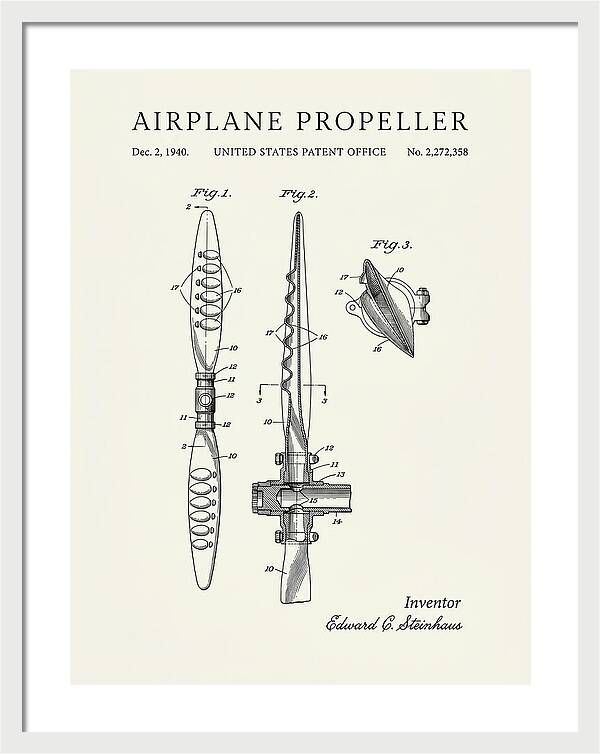 Airplane Propeller Minimalist Patent Us2272358