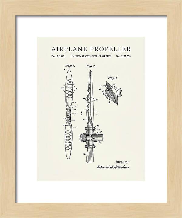 Airplane Propeller Minimalist Patent Us2272358