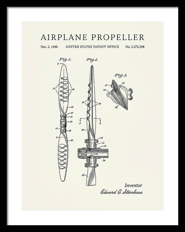 Airplane Propeller Minimalist Patent Us2272358