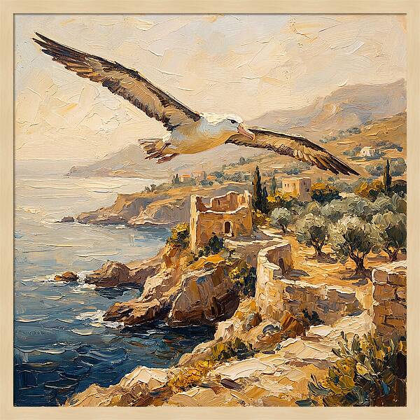 Albatross Over Mediterranean Cliffs