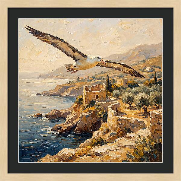 Albatross Over Mediterranean Cliffs