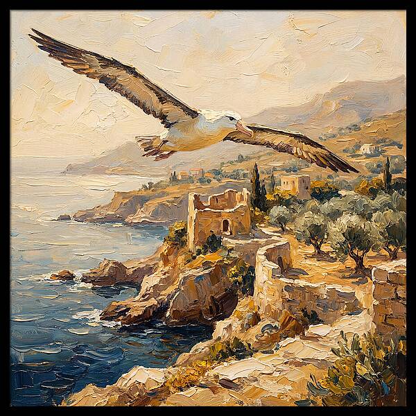 Albatross Over Mediterranean Cliffs
