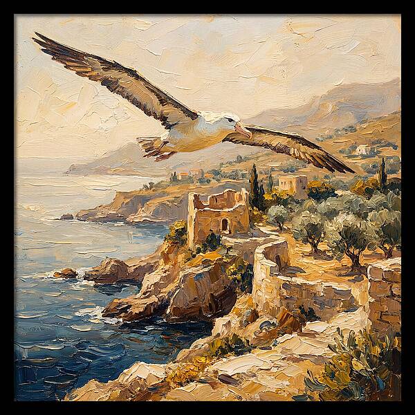 Albatross Over Mediterranean Cliffs