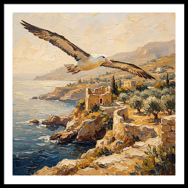 Albatross Over Mediterranean Cliffs