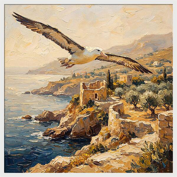 Albatross Over Mediterranean Cliffs